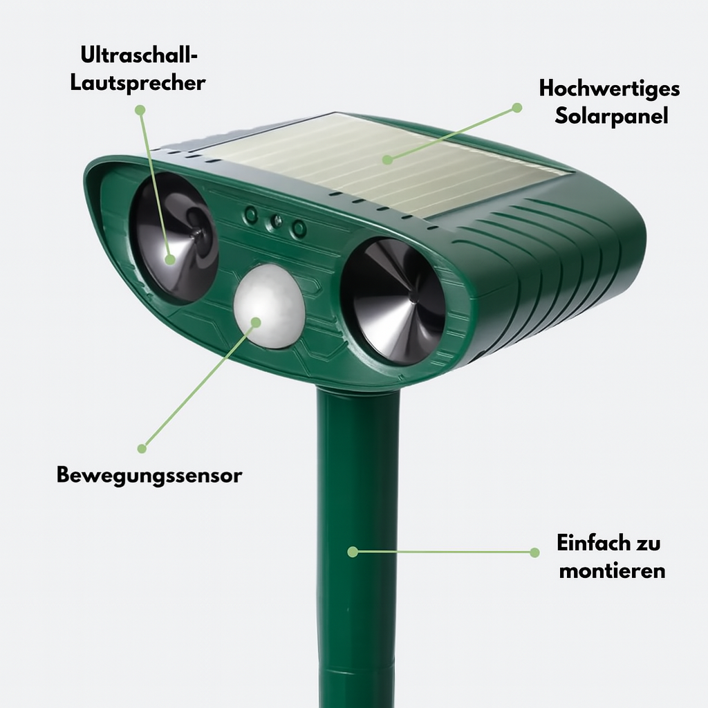 Solarbetriebener Tiervertreiber mit Ultraschall