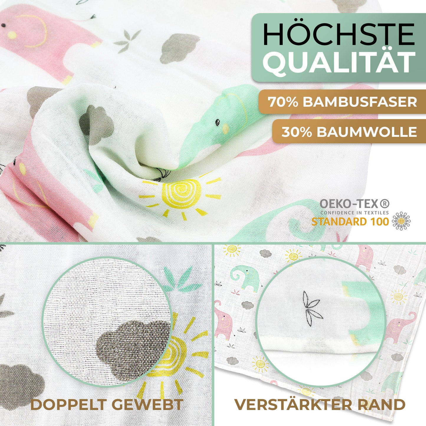 Kuschelweiche Bambus-Mullwindeln