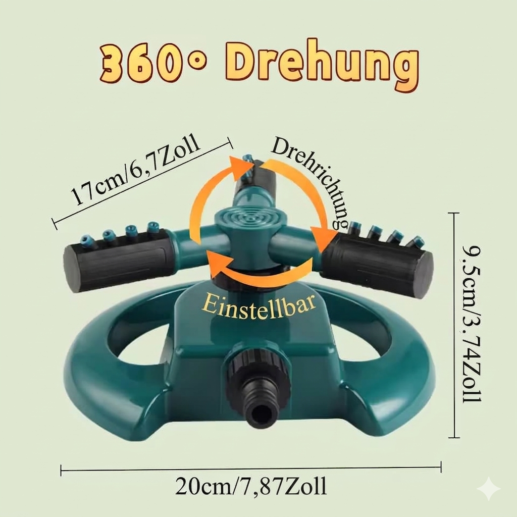 Verstellbarer Gartensprinkler – Effiziente Rasenbewässerung mit 360° Sprühfunktion