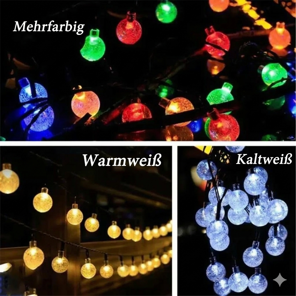 Solarbetriebene Lichterkette für den Außenbereich