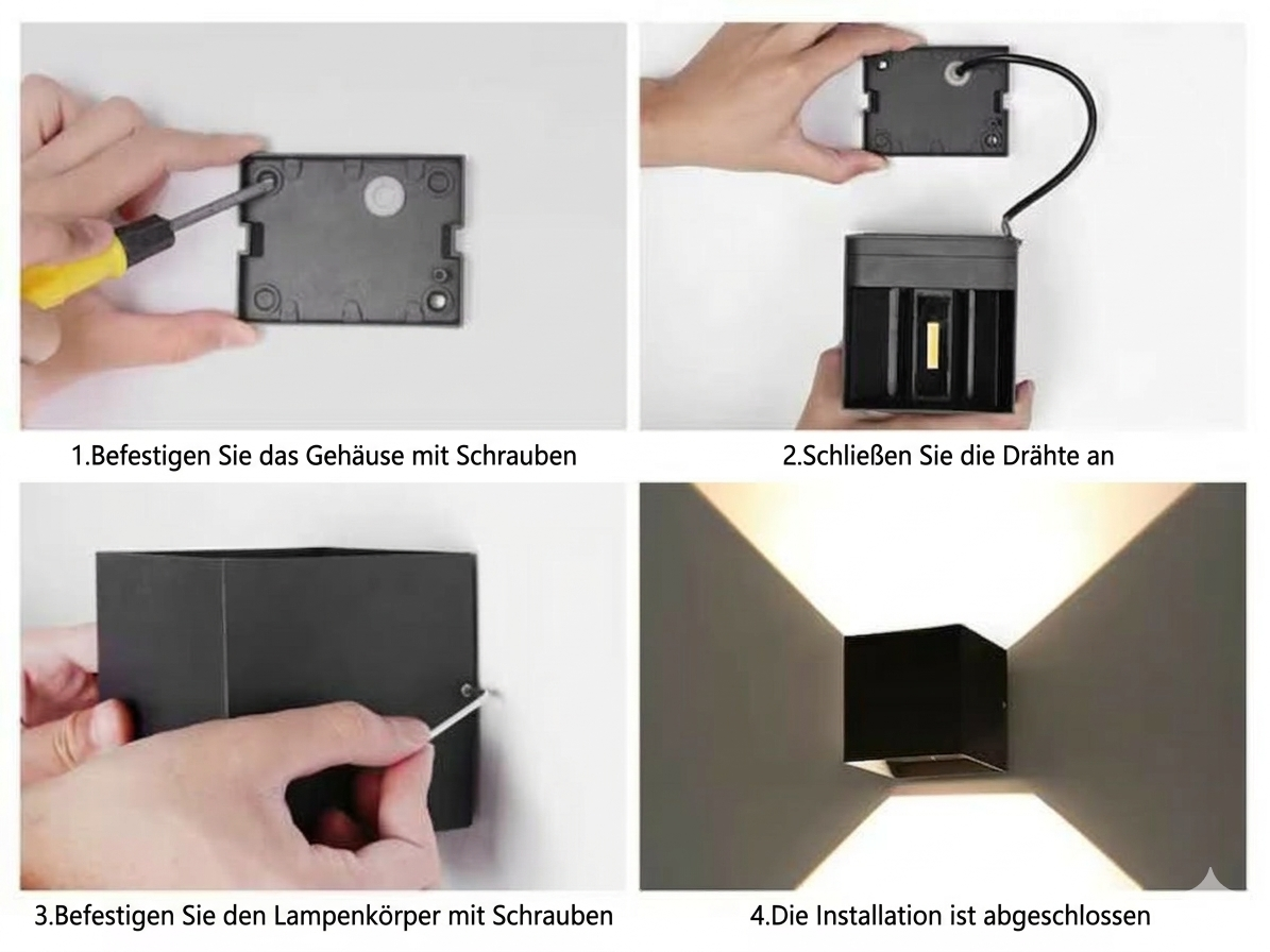 Moderne LED-Wandleuchte im Kubus-Design
