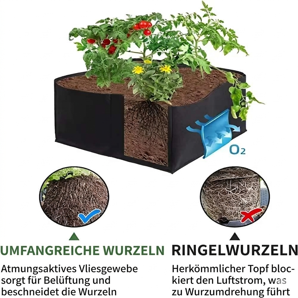 Faltbare Aufbewahrungsbox aus Filz für Pflanzen mit Griffen