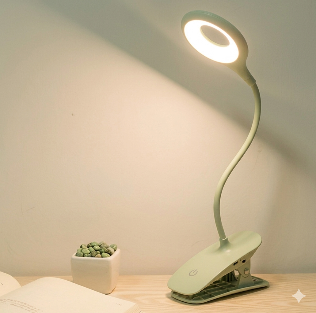 Wiederaufladbare LED-Tischlampe mit Clip