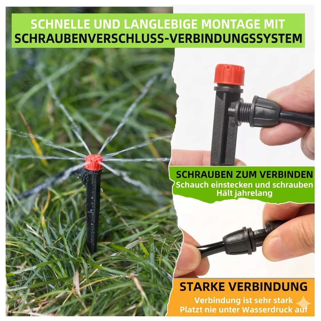 Automatisches XXL Tropfbewässerungssystem für Pflanzen – Komplettes Set für Garten und Balkon