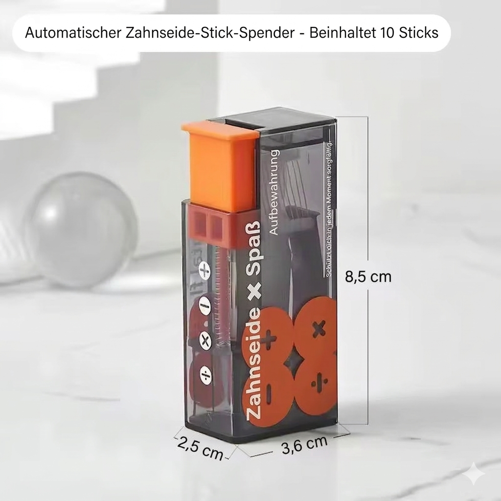 Tragbarer Zahnseide-Spender mit 10 automatisch auswerfbaren Zahnseidesticks