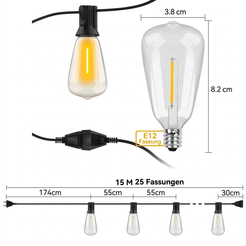Wetterfeste LED-Lichterkette