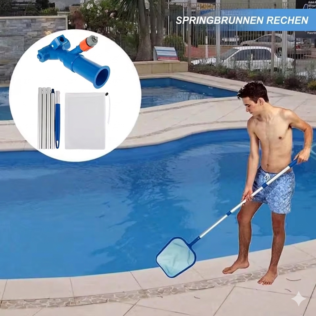 Pool-Reinigungsset mit Teleskopstange – Netzfilter und Zubehör für die Poolpflege