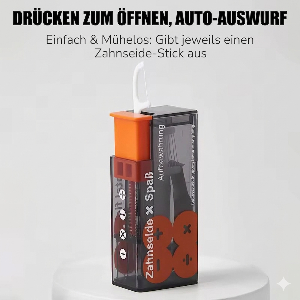 Tragbarer Zahnseide-Spender mit 10 automatisch auswerfbaren Zahnseidesticks