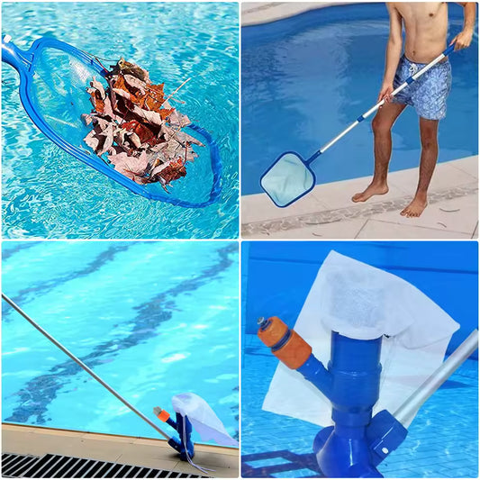 Pool-Reinigungsset mit Teleskopstange – Netzfilter und Zubehör für die Poolpflege