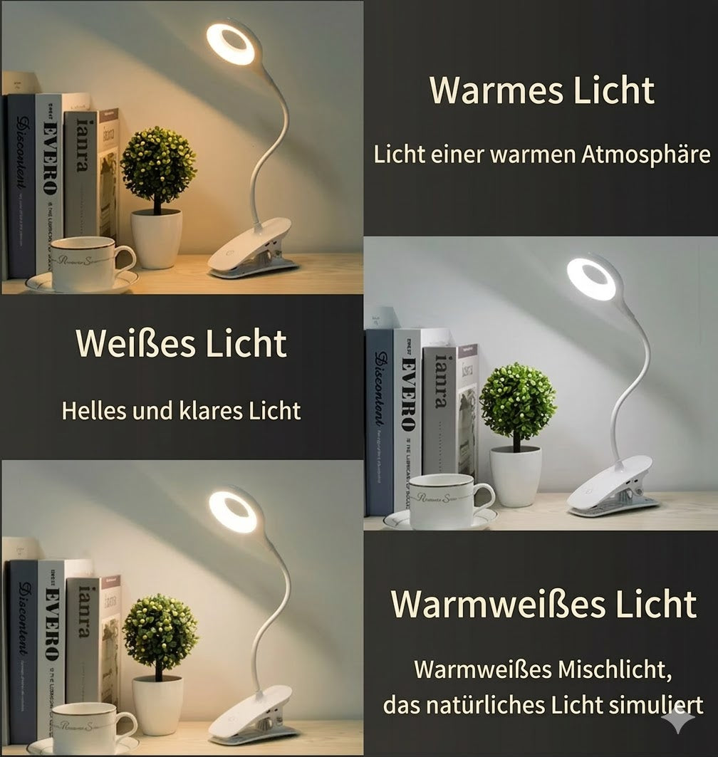 Wiederaufladbare LED-Tischlampe mit Clip