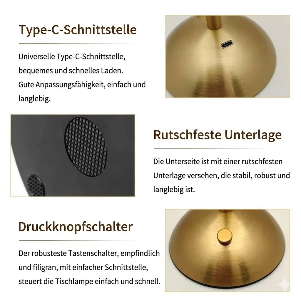 Wiederaufladbare USB-LED-Tischleuchte im Retro-Design